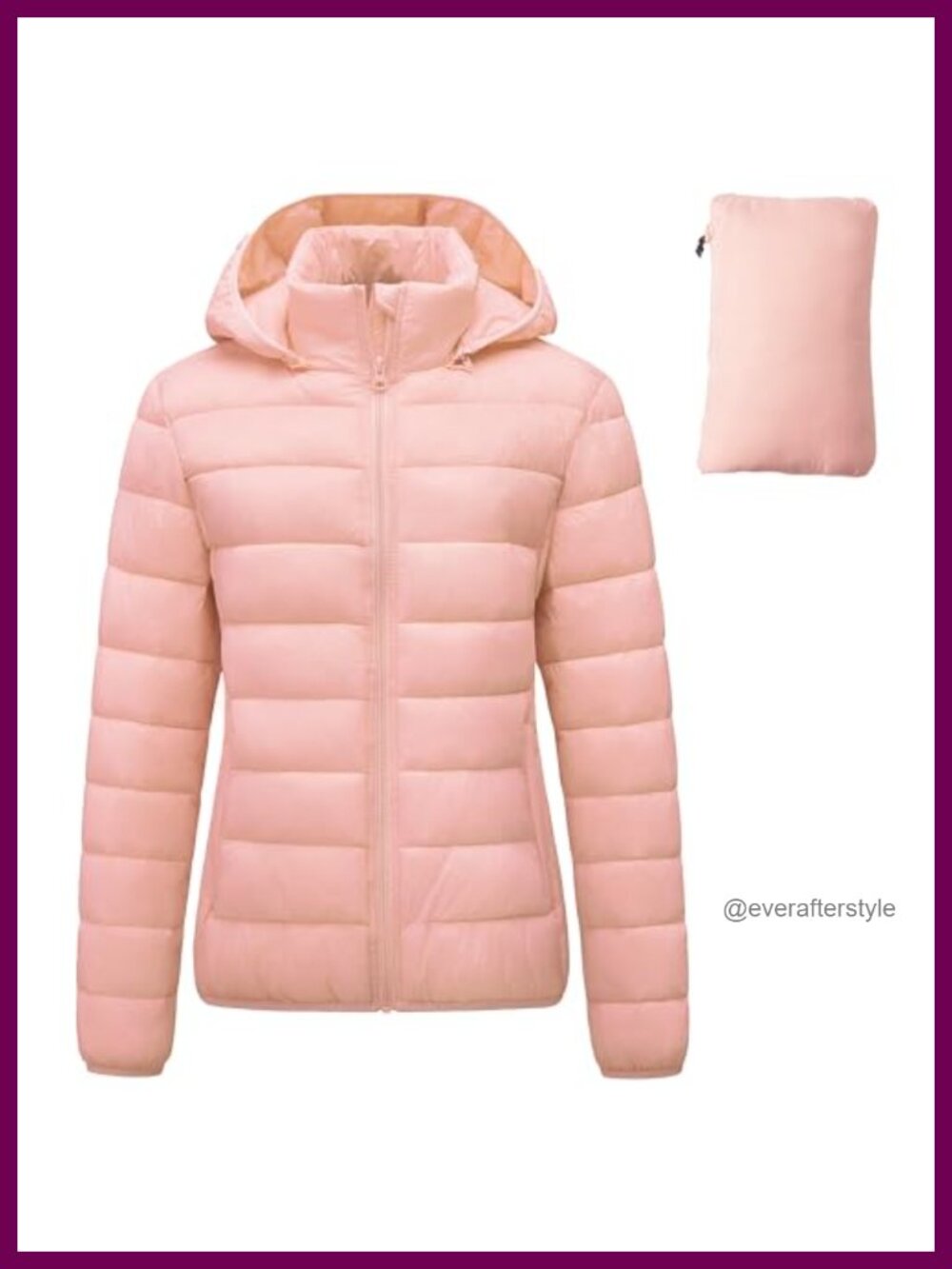 Packable Puffer Jacket Ultralight Waterproof Hooded Slim Fit Women's